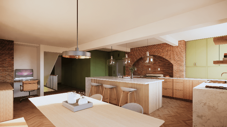 Mt Royal Kitchen Renovation Calgary Rendering | Rusch Design Build